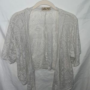 Hollister white knit cardigan/swim cover up